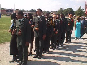 Cadets escorting the Mrs. Justice Court.